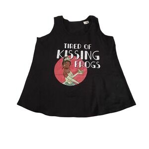 Port & Company Disney Princess Tiana Tired of Kissing Frogs Tank Top Black XXL